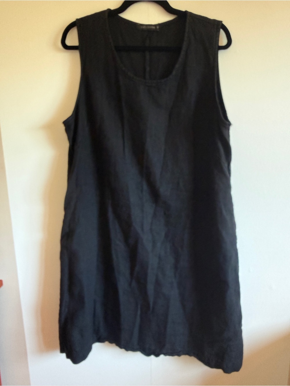 Cut Loose Black Linen Dress XL Sleeveless Minimalist Tunic Lagenlook